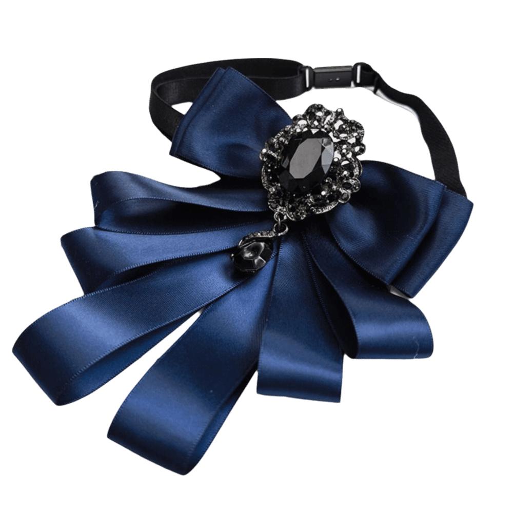 Fabric Bowtie Crystal Collar Flower Brooch Accessories Bow Tie  British Style