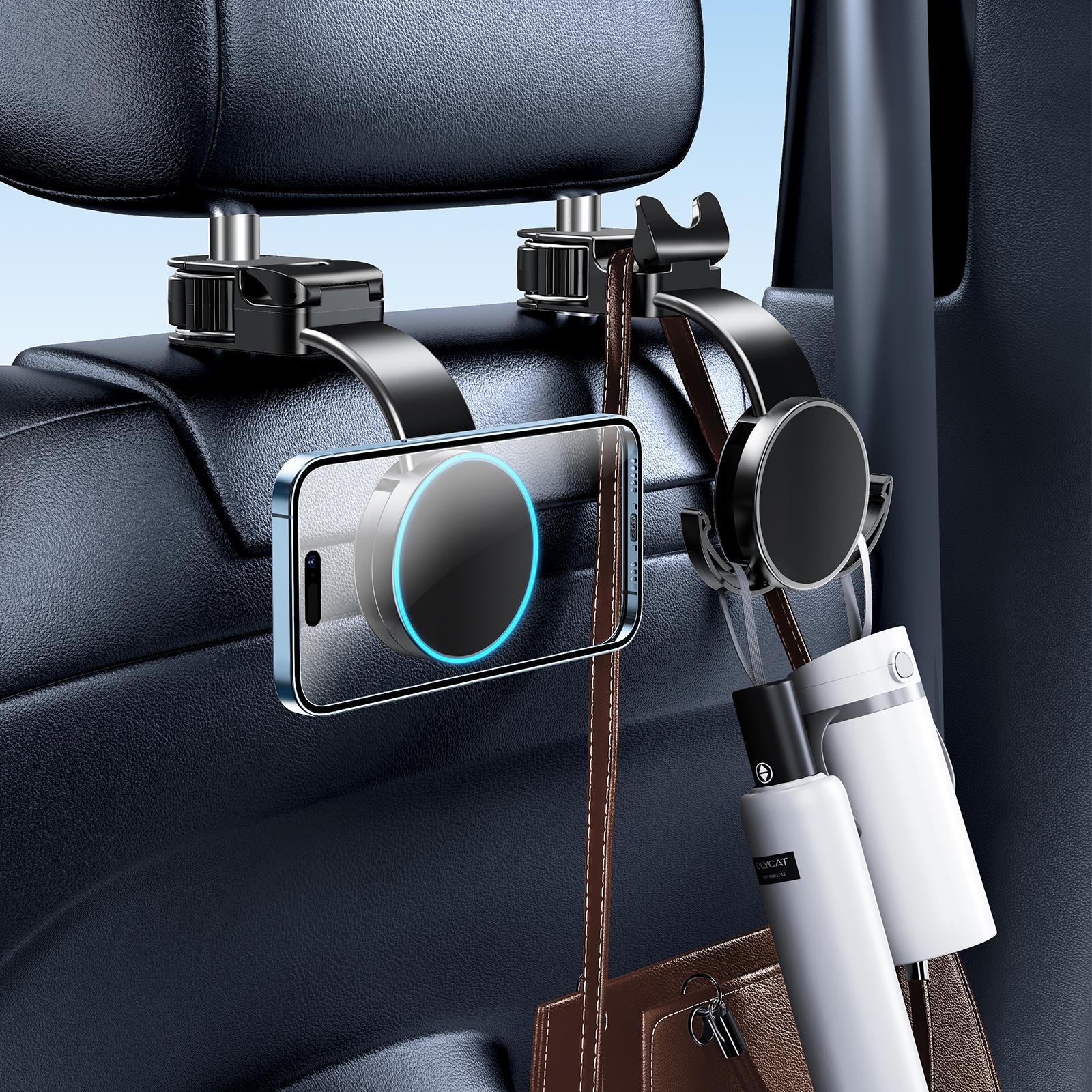 

Eary 2 in 1 car headrest Hidden Hook with Magnetic Cell Phone Holder Universal for Car Seats Purses and Bags Backpacks Toys чёрный