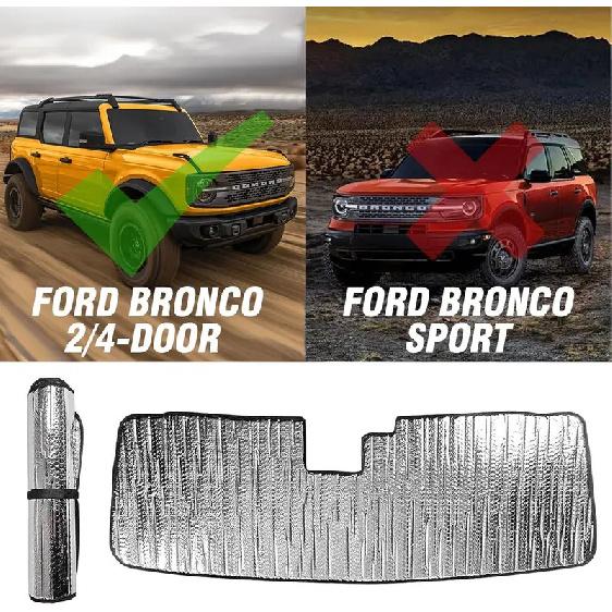 Front Windshield Sunshade for Ford Bronco 2/4-door -2026 UV Blocker Sun Visor Foldable Car Interior Protective Accessories