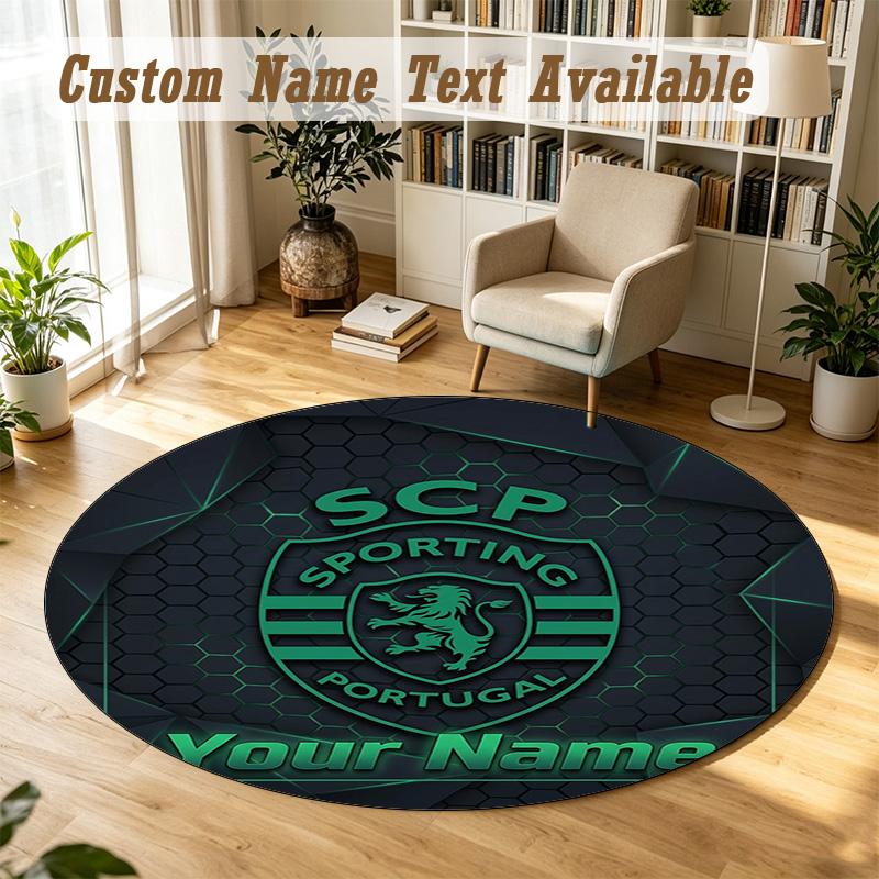 Round Rug Custom NameSporting CP Pattern Non Slip Carpet Home Floor Decor
