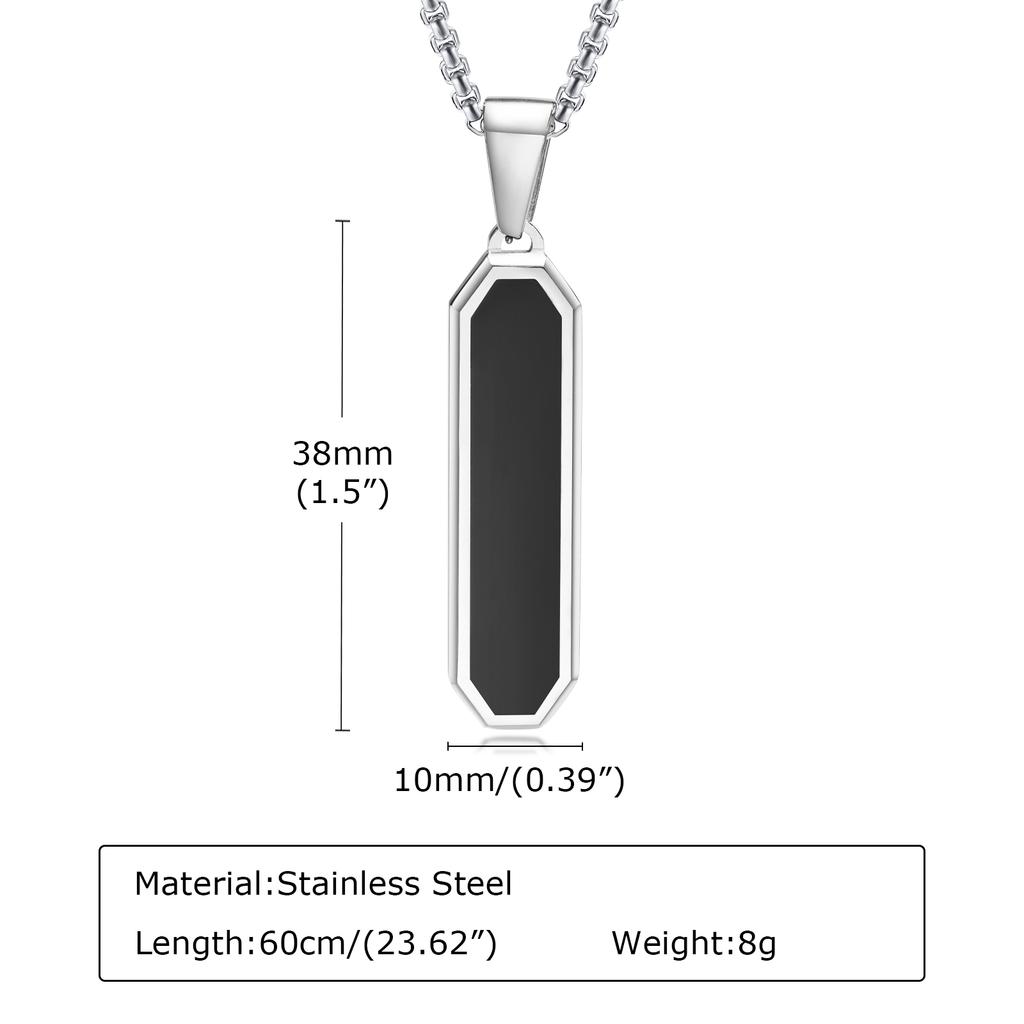 Vnox Casual Black Color Bar Necklaces for Men,Minimalist Stainless Steel Geometric Pendant Collar Gift Jewelry