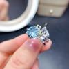 Women Jewelry Set Blue Topaz Butterfly Ring Pendant Necklace Set Fairy Design Firework Cut Live Stream Popular