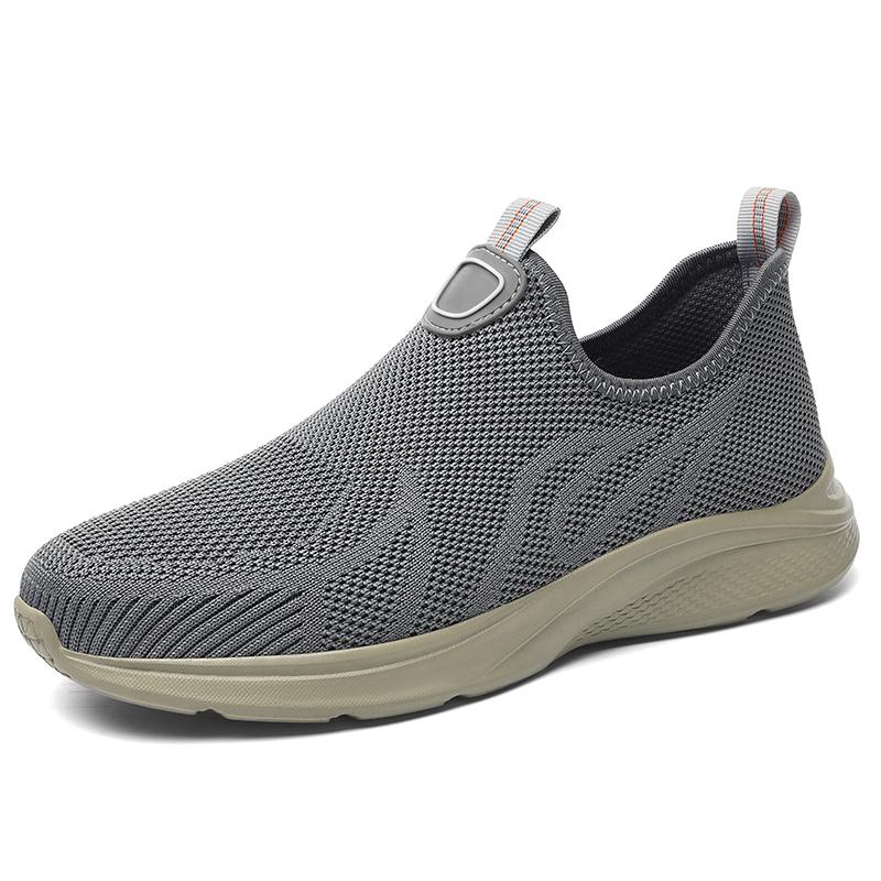 

Fashion Slip-On Walking Shoes Men Breathable Hiking Casual Shoes Male Comfortable Loafers Summer All-match Flats Lightweight Mesh Shoes 44 серый