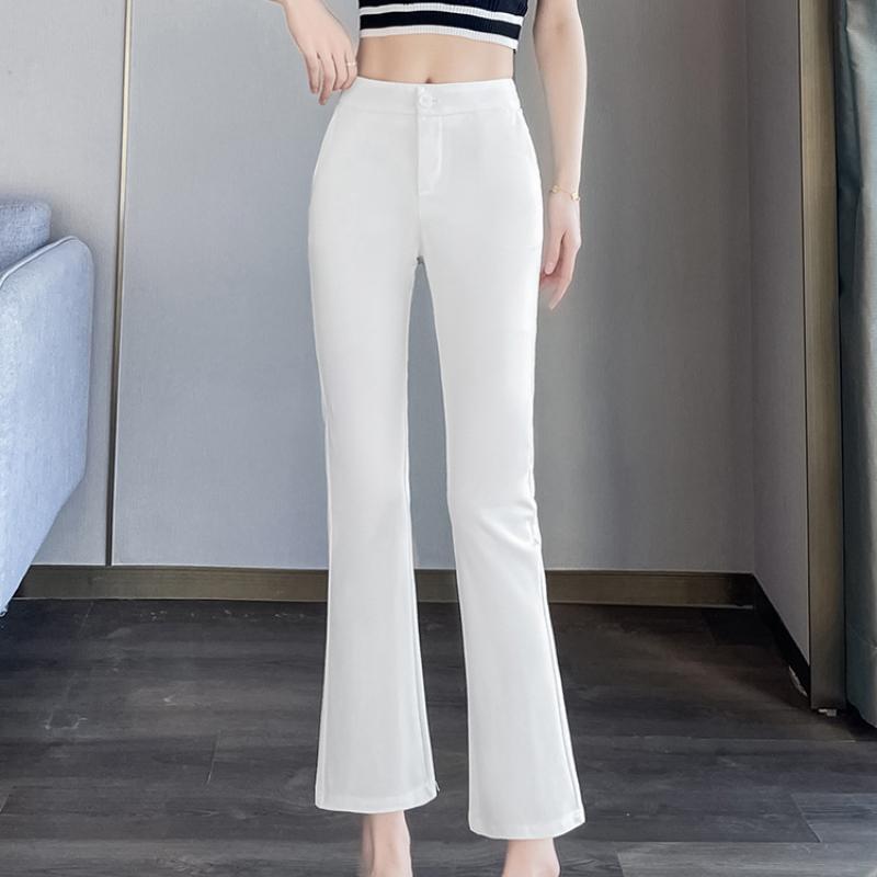 Flared Pants for Women, Nine-Tenths Length, New Black High-Waisted Slimming Casual Petite Suit Flared Pants