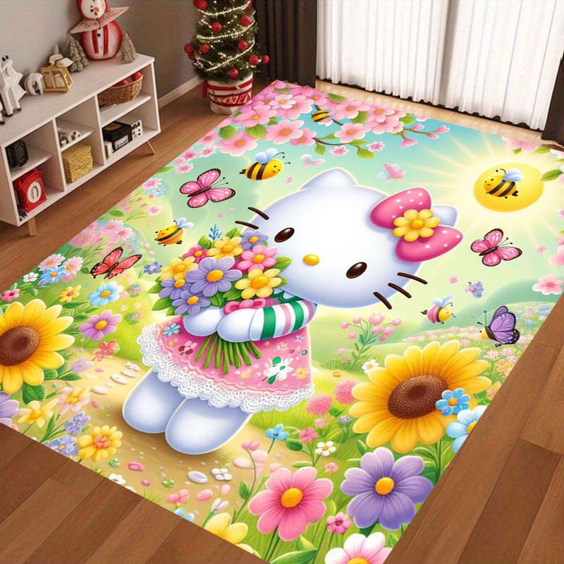 

New Hello Kitty cartoon cat non-slip rug for living room, soft and comfortable, suitable for bedrooms, children s playrooms, 60x90cm