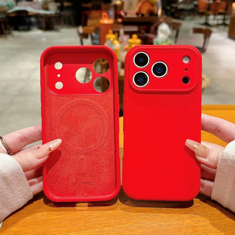 Soft Silicone For Magsafe Chinese Red Magnetic Phone Case For iPhone 17 Air 16 15 14 Plus 13 Pro Max Wireless Charge Matte Cover