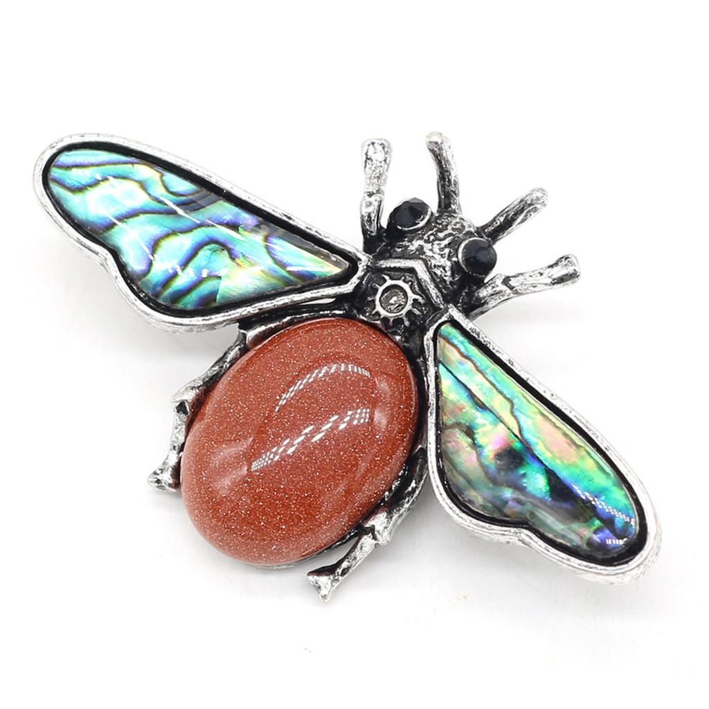 Classic Alloy Butterfly Brooch Pin With Faux Stone And Shell For Women Fashion Accessory