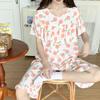 Anti-bumping cotton and silk pajamas women's summer Korean version of small fresh and cool loungewear Japanese students short-sleeved cotton 