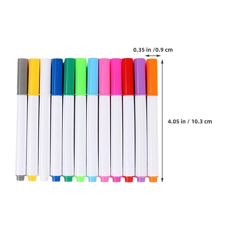 Smooth Flow Quick Dry Vivid Colors for Sketching Doodling on Acrylic 12Pcs Erasable Liquid Pens Luminous LED Board Pen Set