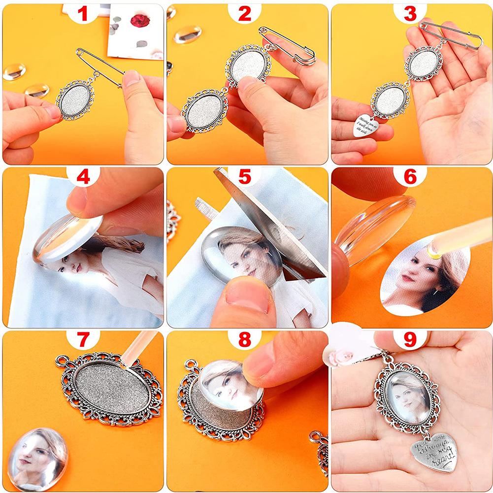 Wedding Bouquet Photo Charms Cabochon Pendants Pearl Pendant for Bridal Wedding Party