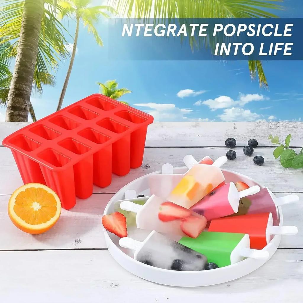 Popsicle Molds Silicone Ice Pop Molds BPA Free Popsicle Mold with Silicone Funnel and Cleaning Brush Popsicle Holders Ice Tray