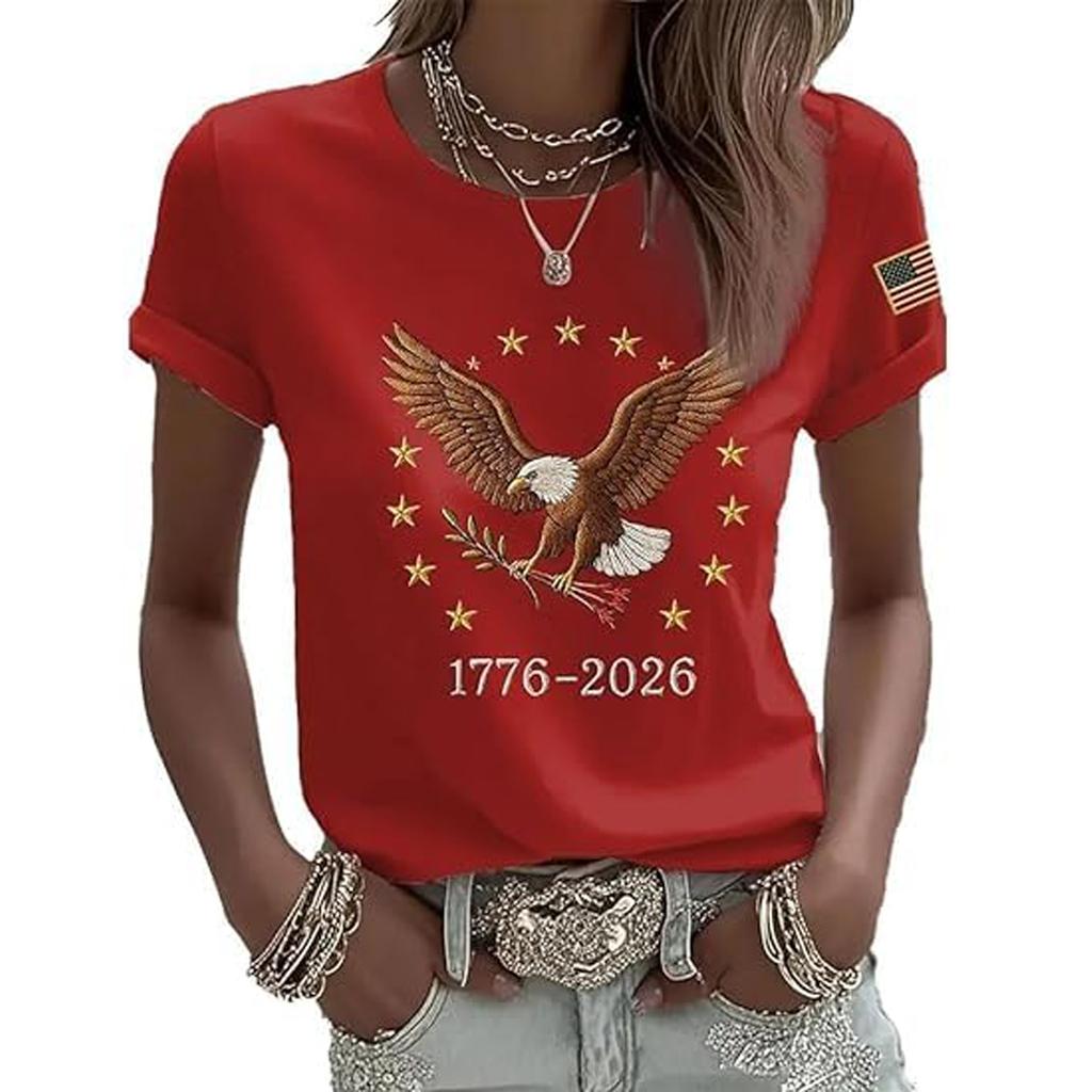 T-shirt à manches courtes et col rond décontracté pour femme avec imprimé