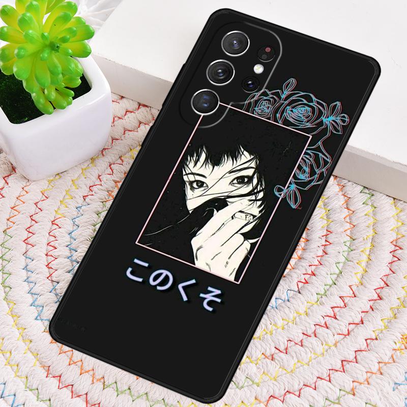 Sad Girl Japanese Anime TPU Phone Case For Samsung Galaxy Note 10 Pro S26 S25 S24 S23 S22 Ultra Plus S21 FE S20 Shockproof Cover