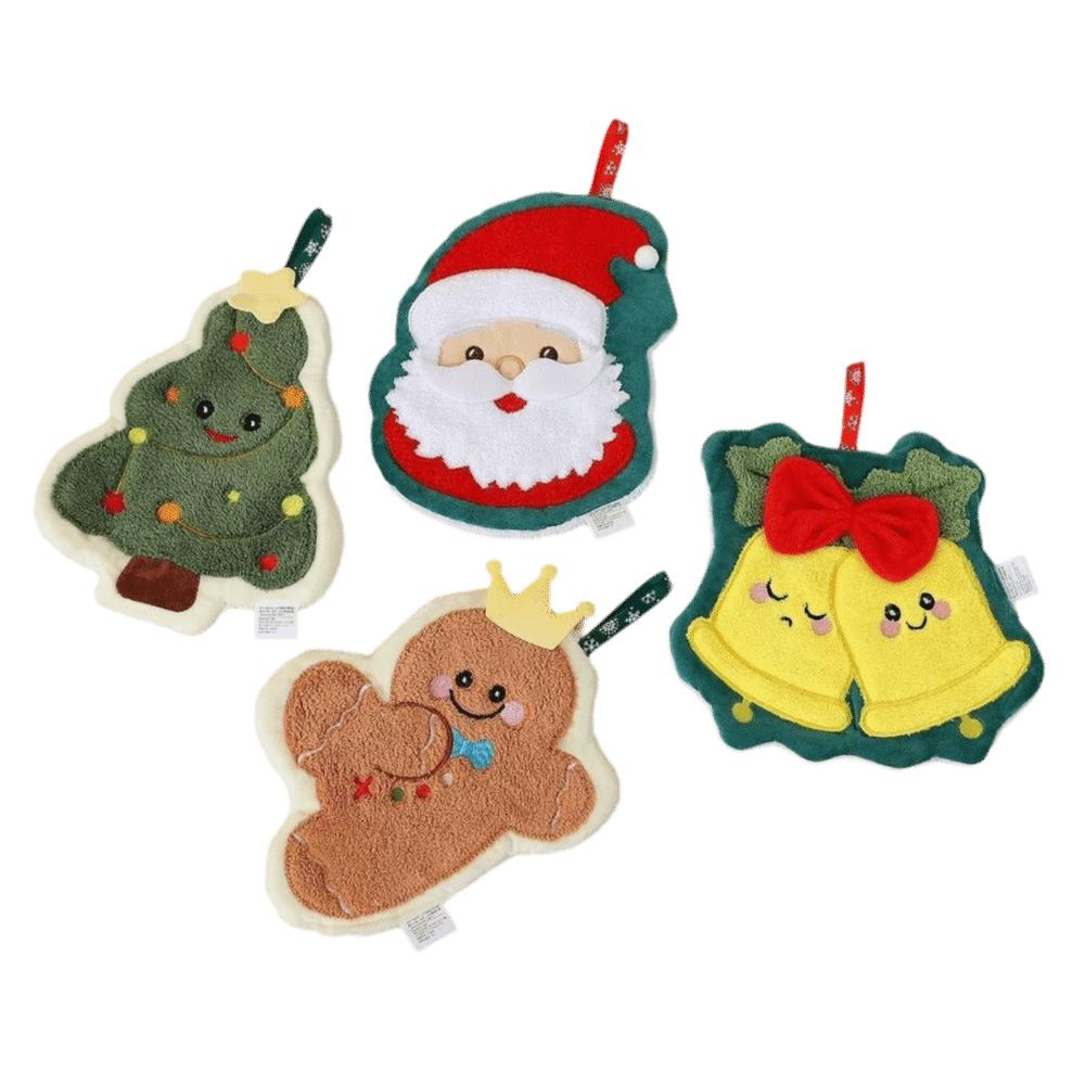 3 Layer Toilet Handkerchief Water-absorbing Washcloth Cute Bathroom Kerchief for Christmas