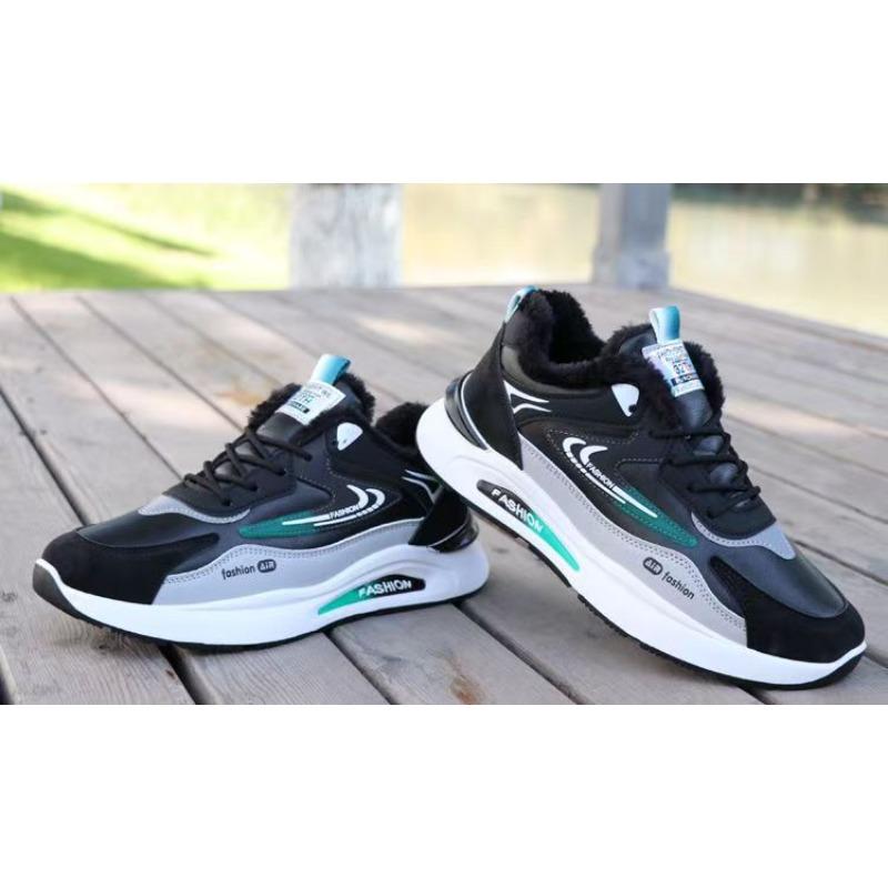 Cotton Shoes for Men, Fleece-lined Thickened Sports Shoes, Trendy Versatile Thick-sole Anti-slip Casual Shoes, Men's Running Shoes.