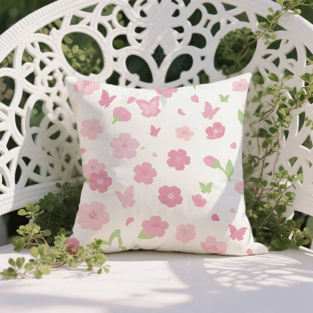 Girls For Spring Floral Ins Print Pillow Case Anti-dustmite Pillowcase Invisible Zipper Silky Short Plush Sofa Cushion Cover