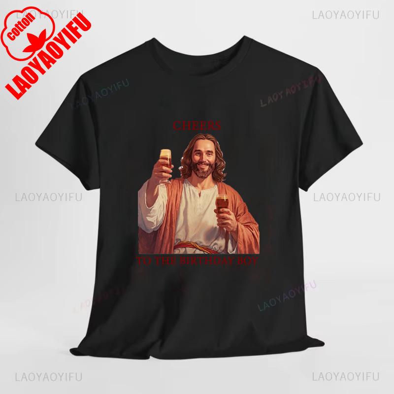 Alles Gute zum Geburtstag Jesus Prost auf das Geburtstagskind Bedrucktes T-Shirt Frau Mann Frohe Weihnachten Geschenk Hochwertige Baumwoll-T-Shirts Tops