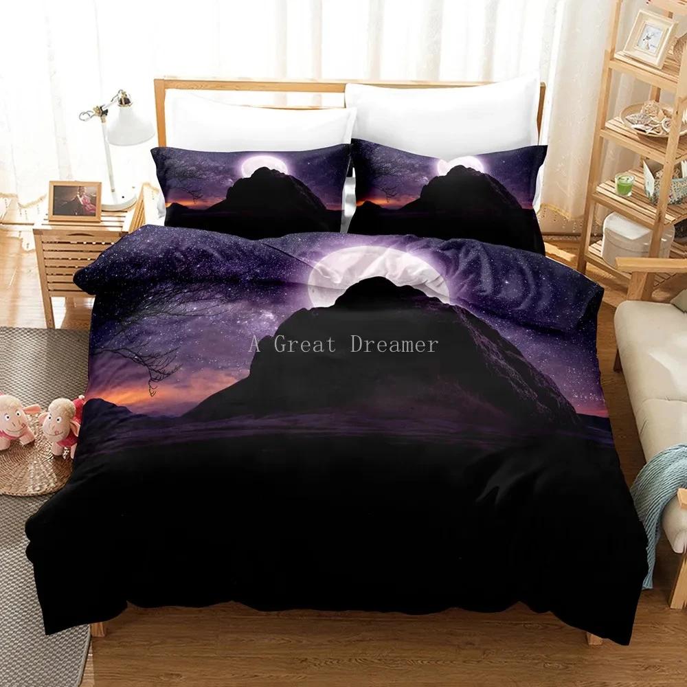 Moon Bedding Set Night View Duvet Cover Set With Pillowcase Bedding King Queen Full Double Single Size Luxury Bedxclothes Decor