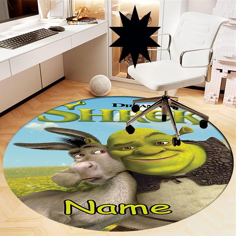 Custom Name Shrek Printed Round Rug Carpet Chair Rug Area Rug Entryway Doormats,for Office Chair Living Room Bedroom Kitchen Room.