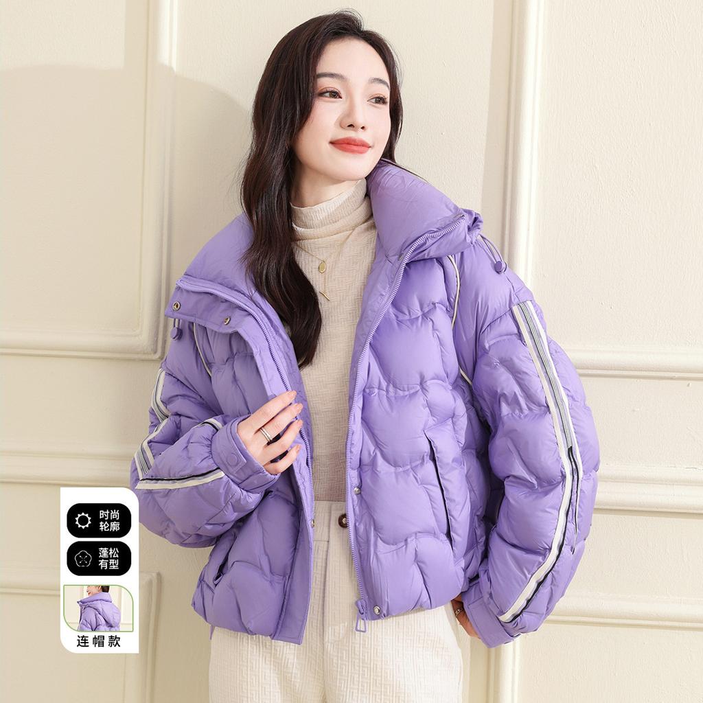 Winter new versatile hooded short jacket with thick fleece for women