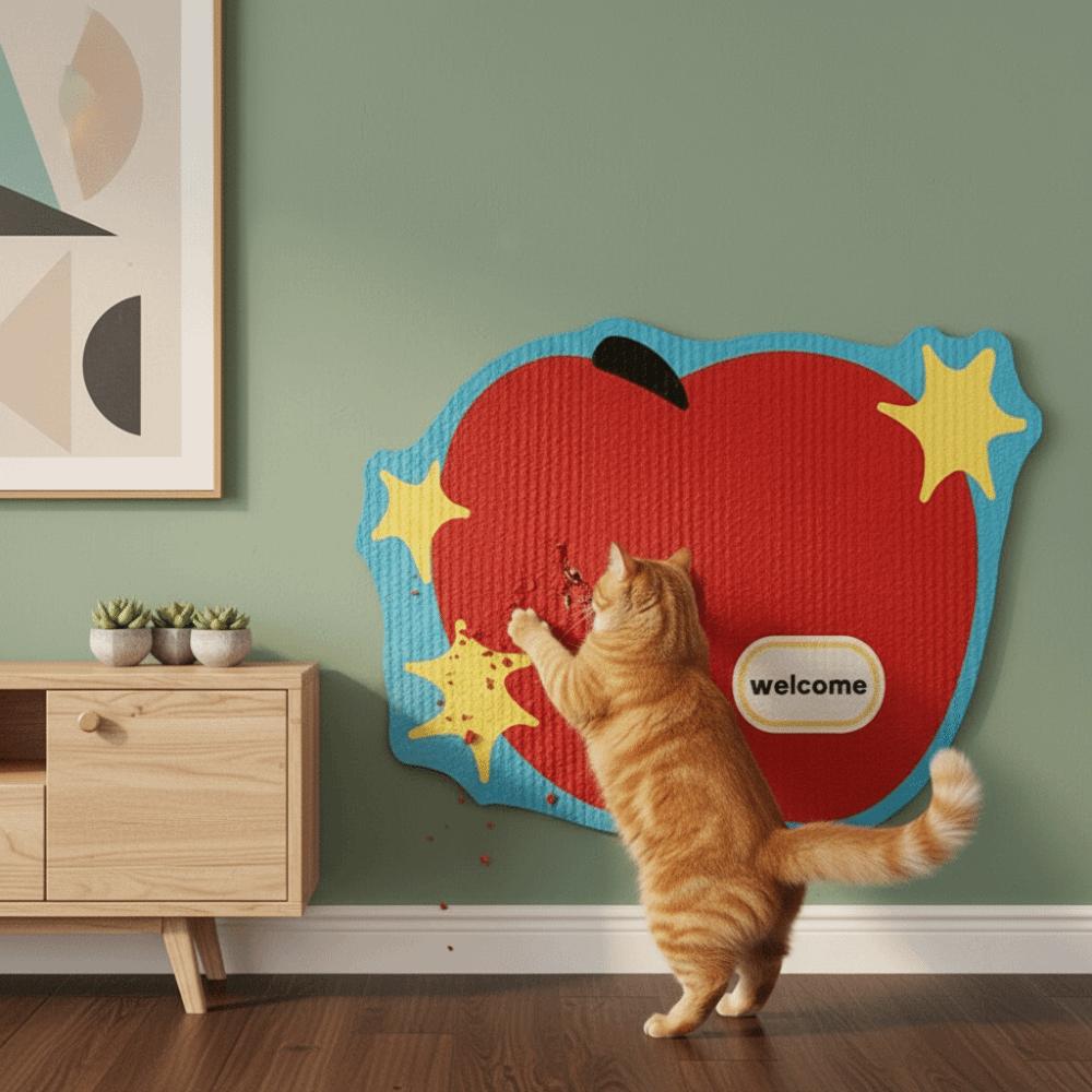 Felt Self-adhesive Cat Scratch Sticker Cartoon Cat Scratch Mat  for Couch Walls
