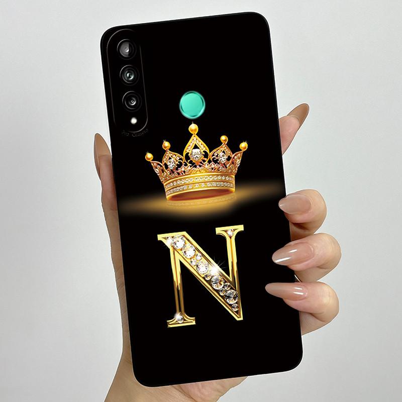 For Huawei Y7p P40 Lite E ART-L28 ART-L29 Fashion Initial Letter Couple Phone Case Y7P 2020 Soft Silicone TPU Protective Casing