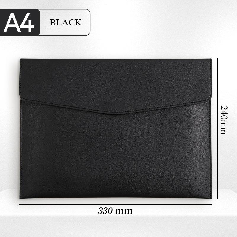 1PC Fashion A4 Leather Document Bag High-end Document Bag Information Bag Waterproof Business Office Snap Buckle Thickened Storage Bag