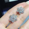 Xiaohongshu Snowflake Zircon Stud Earrings - Japanese & Korean Style, Women's Sweet Christmas Earrings