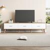 TV Low Panel Vintage, Wood TV Cabinet TV Table - Living Room Bedroom, Light Wood, Vintage Grain White Door Panel, 150*35*39cm