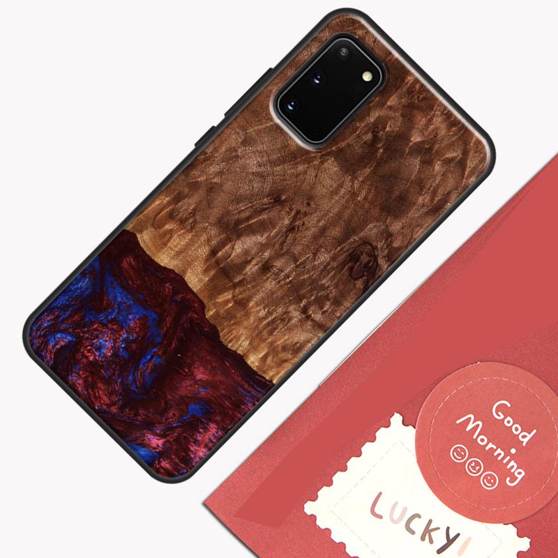 Hybrid Wood Resin Phone Case For Samsung Galaxy S23 Ultra S20 S21 S22 S24 S25 Plus S9 S10 S25 FE Cover Shell