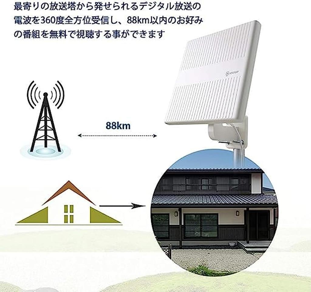 ANTOP Outdoor Digital Terrestrial TV Antenna, UHF Compatible, HDTV Antenna, 88km Reception Range, 360-Degree Omnidirectional Reception, 5m Coaxial Cab