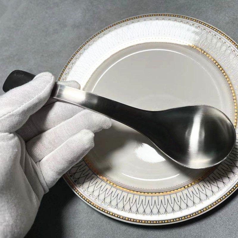 Thickened Sandblasted 304 Stainless Steel Spoon for Home Use, Short Handle Small Soup Ladle, Korean-Style Rice Spoon, Ramen Soup Spoon, Porridge Spoon
