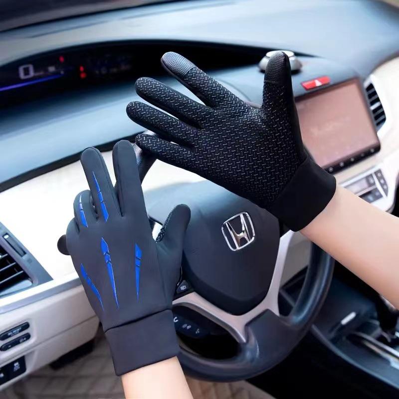 Herren Winter Warme Leder Motorradhandschuhe - Kältefest, Wasserdicht, Touchscreen, Plus Samt