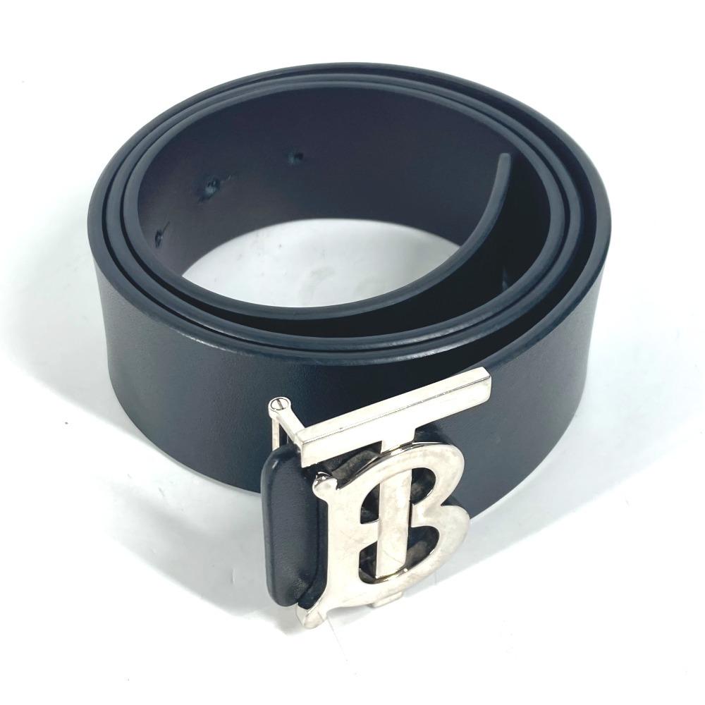 BURBERRY TB logo  belt Leather Black/SilverHardware