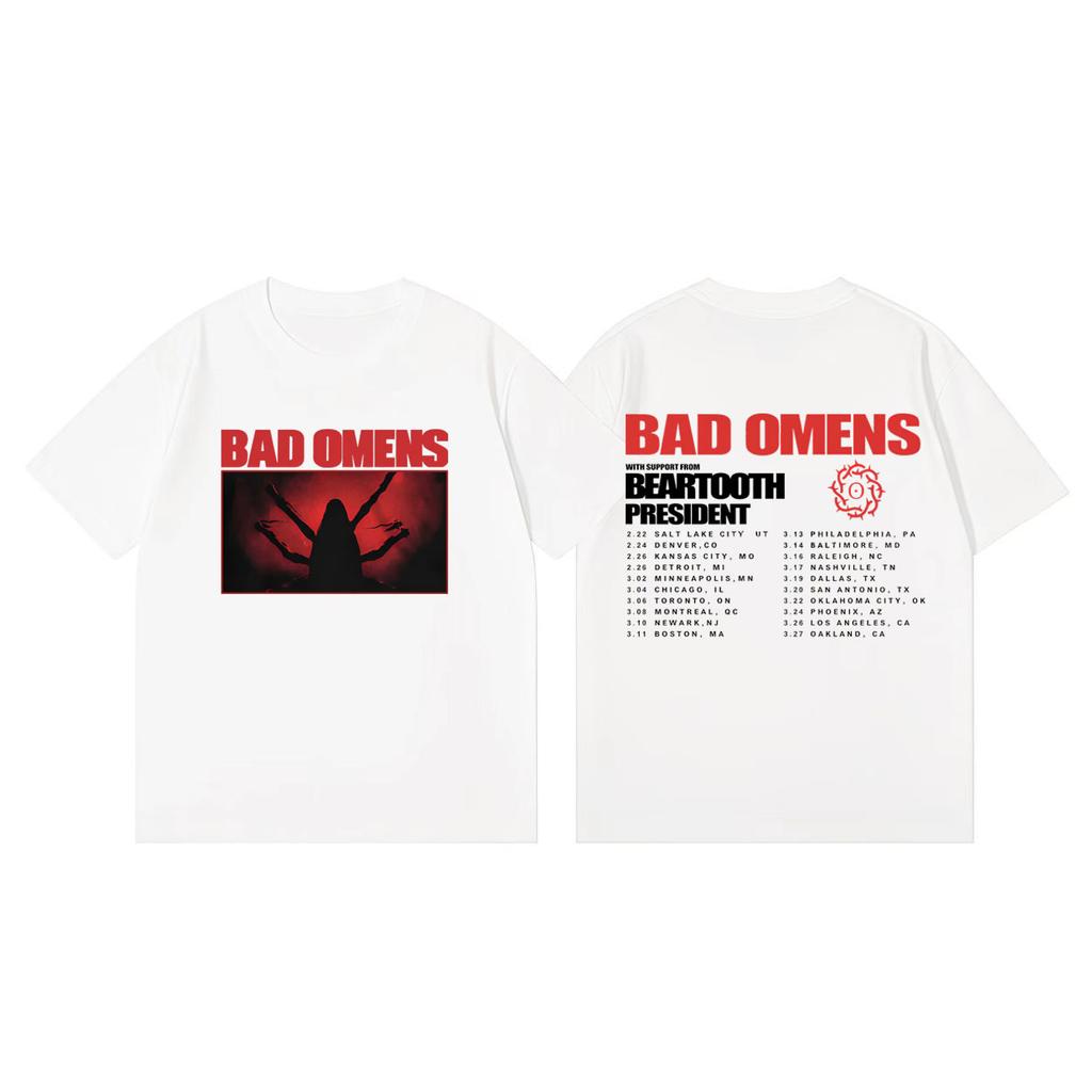 Bad Omens Tour 2026 Koszulki Merch Mężczyźni Kobiety Odzież Moda Koszulka Rockowa Letnia Codzienna Luźna Koszulki z Krótkim Rękawem Streetwear