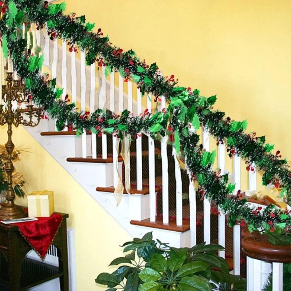 2PCS Reusable 2M Christmas Garland Shiny Tinsel Pendant Prop Tinsel Garland Adjustable DIY Christmas Decor Party Decor