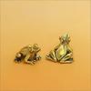 Brass Frog Statue Ornament Retro Animal Figurines Tea Pet Desktop Home Office Decor Mini Micro Garden Landscaping Decoration