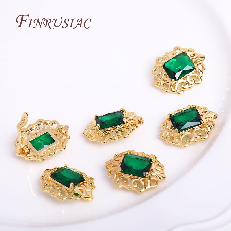 Necklace Clasps,18K Gold Plated Green Zircon Pearl Clasp For Jewelry,Fasteners For Bracelets Accessories,DIY Connectors Clasps