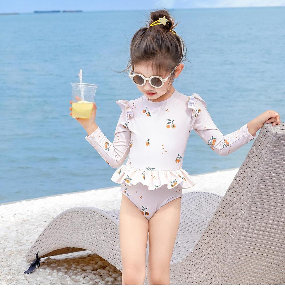 Ny sommerbabydrakt til jenter, bikini, tegneserietrykk, babygutter, langermet, solkrem, strandbadetøy