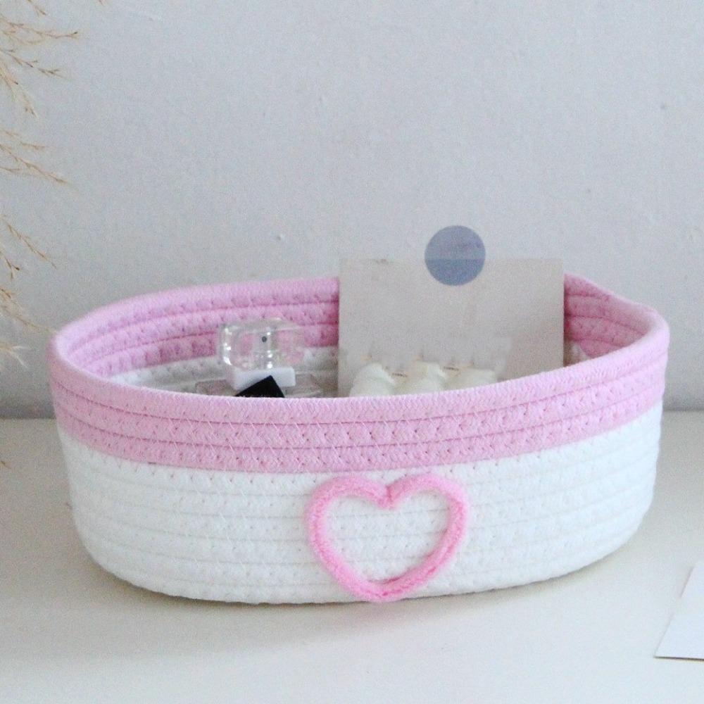 

Heart Pattern Stationery Storage Box Handmade Toys Storage Basket Bathroom Organization 9.25x5.91x3.15 in-Style D