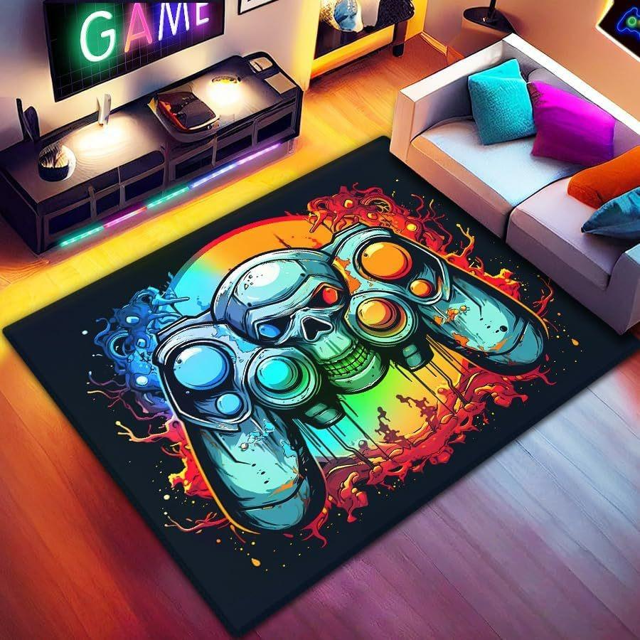 Colorful Game Carpet Boy and Girl Bedroom Gifts Living Room Bedroom, Game Player Home Decor, Teen Room Decor Rug E-sports Room
