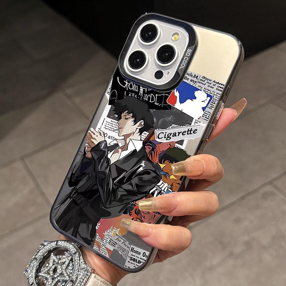 Anime Cowboys Bebop Phone Case for iPhone 17 Air 16 16e 15 14 Plus 13 12 11 Pro Max X Xs XR 8 Colorful Silver Hard Cover