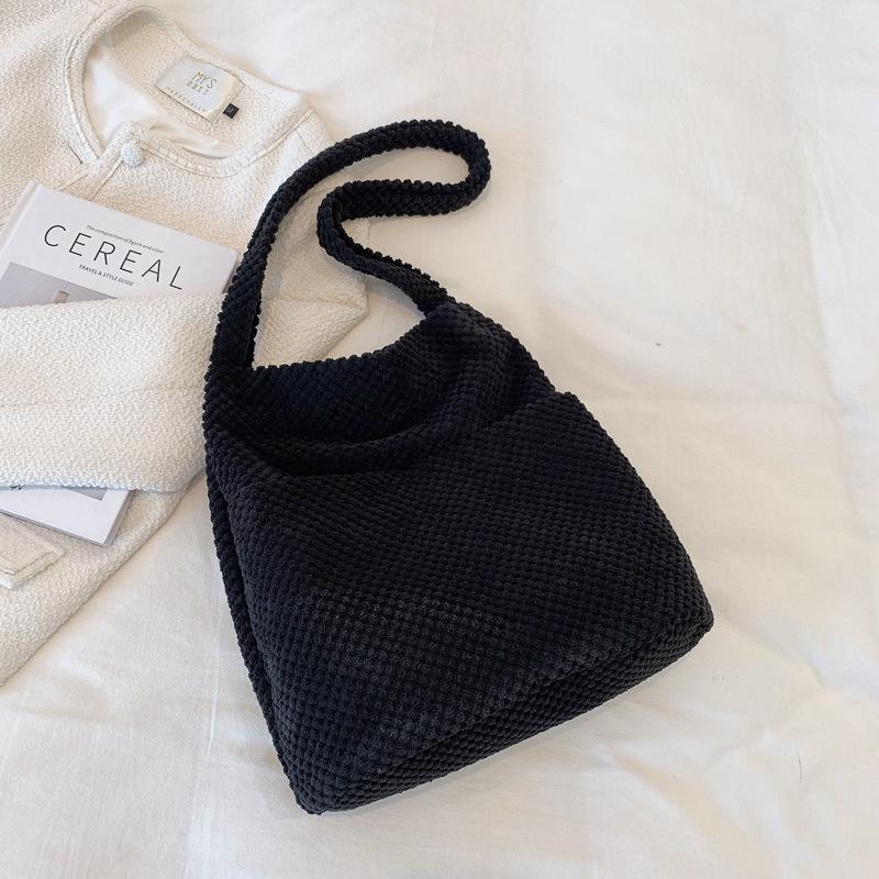 Pure Color Casual Tote Portable College Girls Student Shoulder Bags Plain Female Handbag Simple Canvas Crossbody Bag