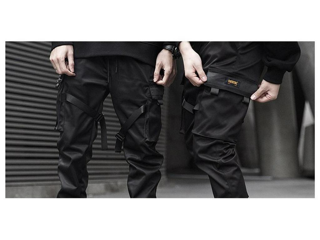Hongxinjie Men's Slim-Fit Cotton Jogging Pants with Multiple Pockets - Autumn/Winter Sports & Harem Style Youth Leggings
