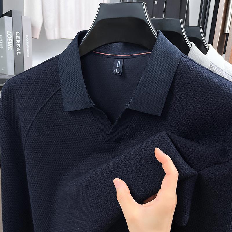 

Luxury Quality Men S V-Neck Hoodie Autumn New Solid Color Lapel Long Sleeve Shirt Business Classic Versatile Fashion Menswear 4XL&Pack of 1 темно-синий