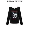 UR 2025 Autumn Retro Contrast Letter Long Sleeve T-Shirt