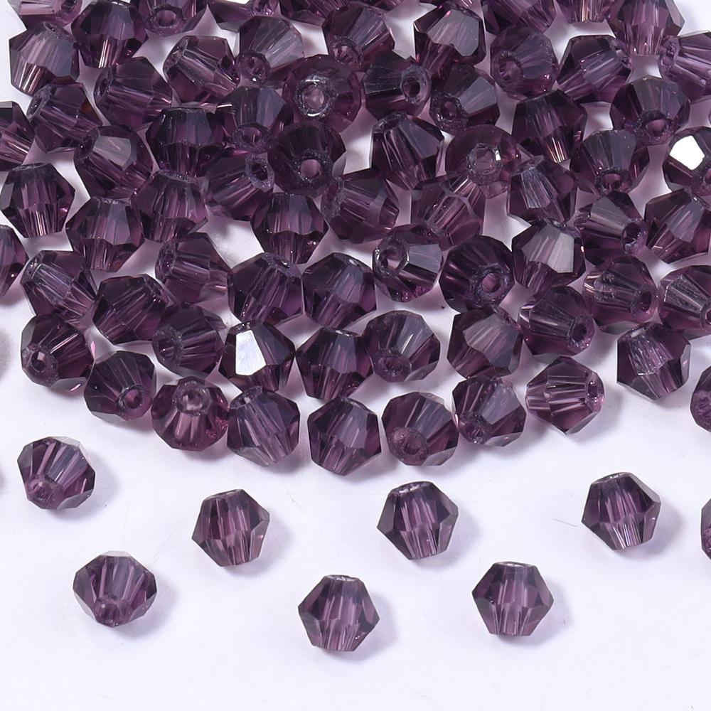 200pcs/lot 4mm Colorful Glass Crystal Beads Bicone Beads Loose Spacer Beads For Jewelry Making DIY Bracelet Necklace Accessories