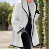 Women's European Size Color Block Woolen Hooded Coat - Autumn/Winter Fashion