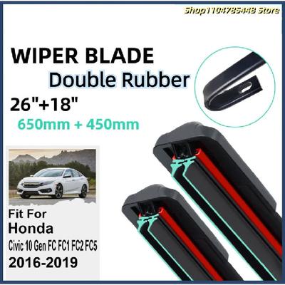 Double Rubber Car Wiper Blades for Honda Civic 10 Gen FC FC1 FC2 FC5 2016- Front Rubber Car Accessories 2016 2017 2018