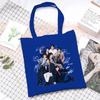Korean Style Printed Canvas Tote Bag for Women Men Large Capacity Commuter Shoulder Handbag Fashionable Daily Outing Purse KTB